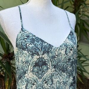 Haute Hippie Silk Draped Back Teal Tank